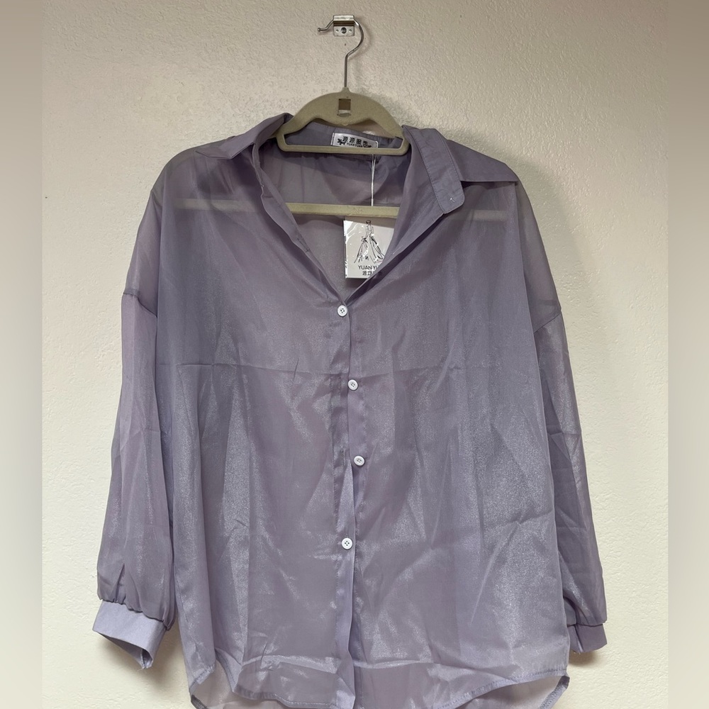 ✨ cute oversized lavender button down shirt ✨